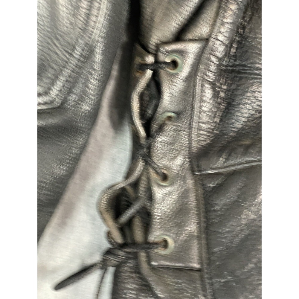 Unik Ultra Leather Motorcycle Jacket w/Liner Men's Size 44 L/XL Black Eagle Flag - Picture 13 of 15